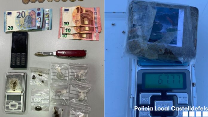 Material requisado a los detenidos (Policía Local de Castelldefels)