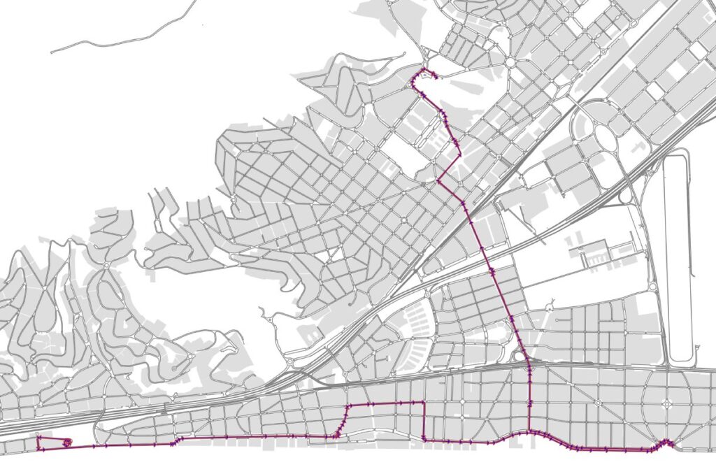 Recorrido de los vehículos.