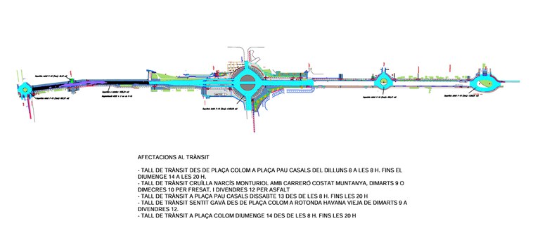 Mapa con los cortes y afectaciones.