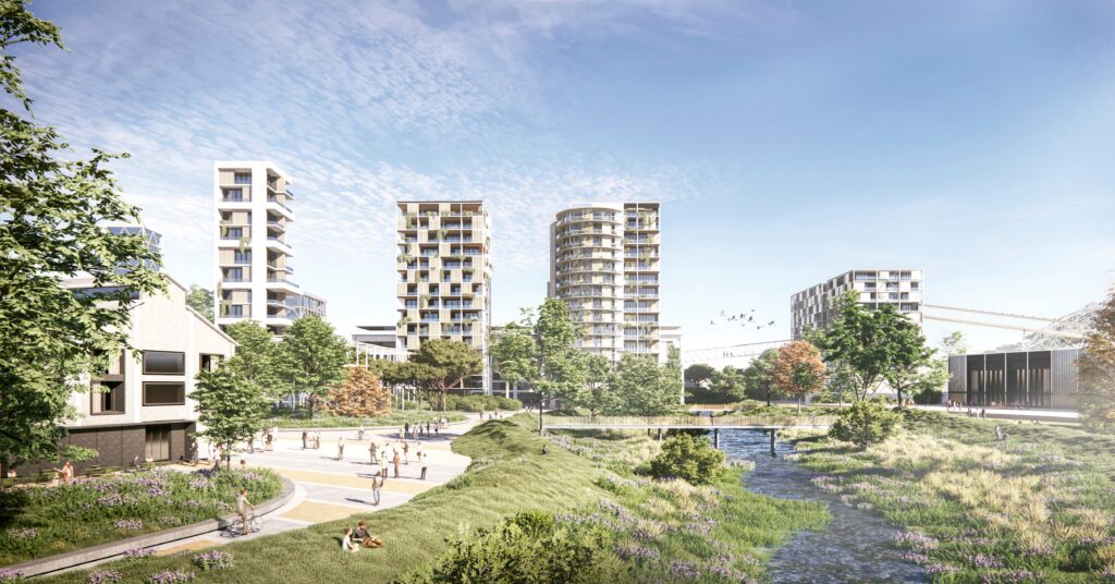 El proyecto urbanístico contempla la recuperación de la antigua riera y la regeneración de su flora y fauna (OUA/MIAS)