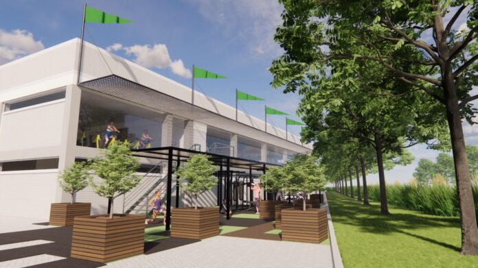 Render del exterior de la futura reforma del gimnasio (Foto: Castelldefels Digital)