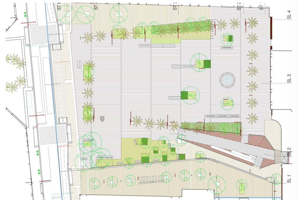 Plano de la futura plaza de la estación.